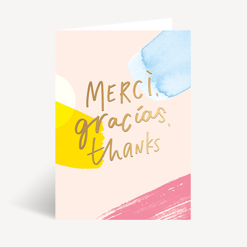 merci gracias thanks birthday card 