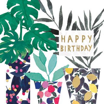 Botanical design birthday card. blank birthday card