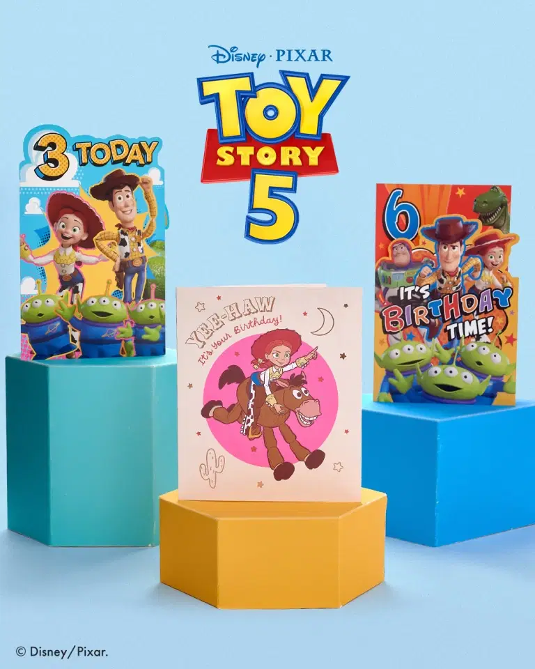 UK Greetings Toy Story 5 Card Range.