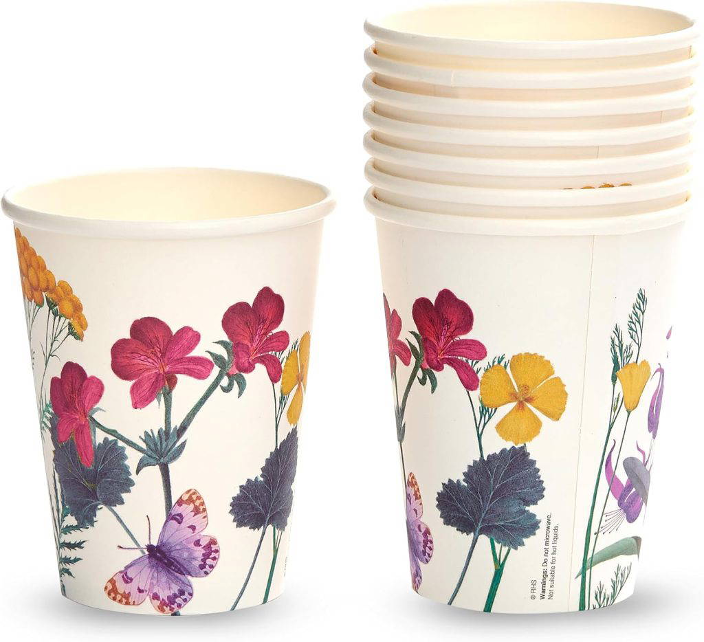 RHS Partyware floral paper cups.