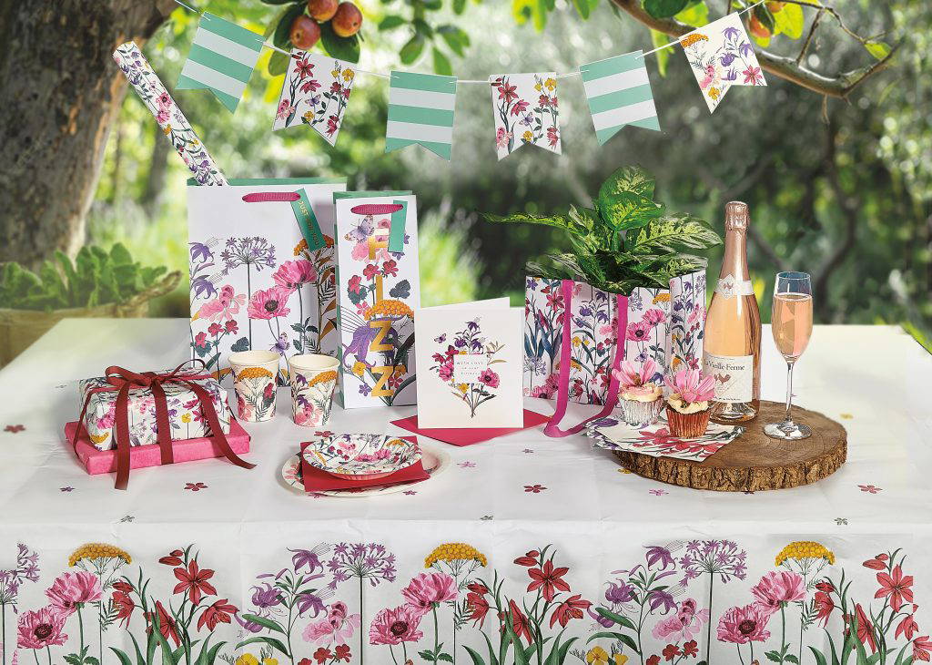 Decorated garden party table using RHS partyware.